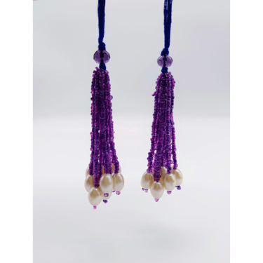 Violet Purple Bead Tassels Latkan, Indian Latkans, Beaded Danglers